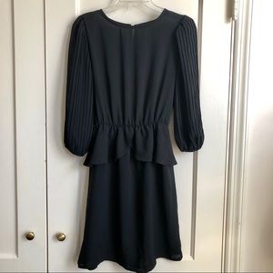 Vintage Black Semi Sheer Peplum Long Sleeve Dress
